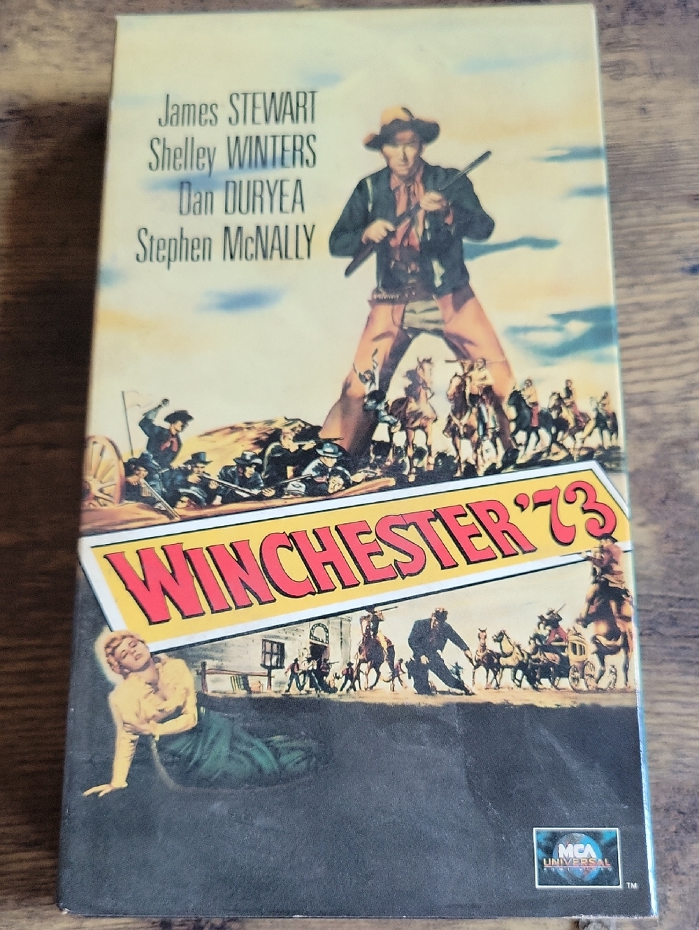 Winchester '73 Vintage VHS Movie Cover - Yellow & Red Title